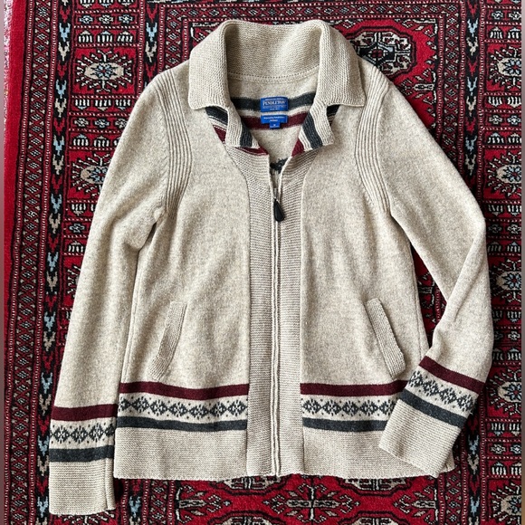 Pendleton Archive Brown Native American Silhouette Zip-Up Sweater size medium - Picture 4 of 7